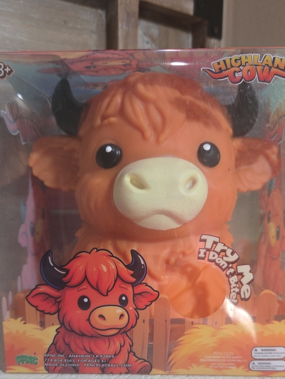New Highland Cow Squishi Plush Toy - Color Peach.